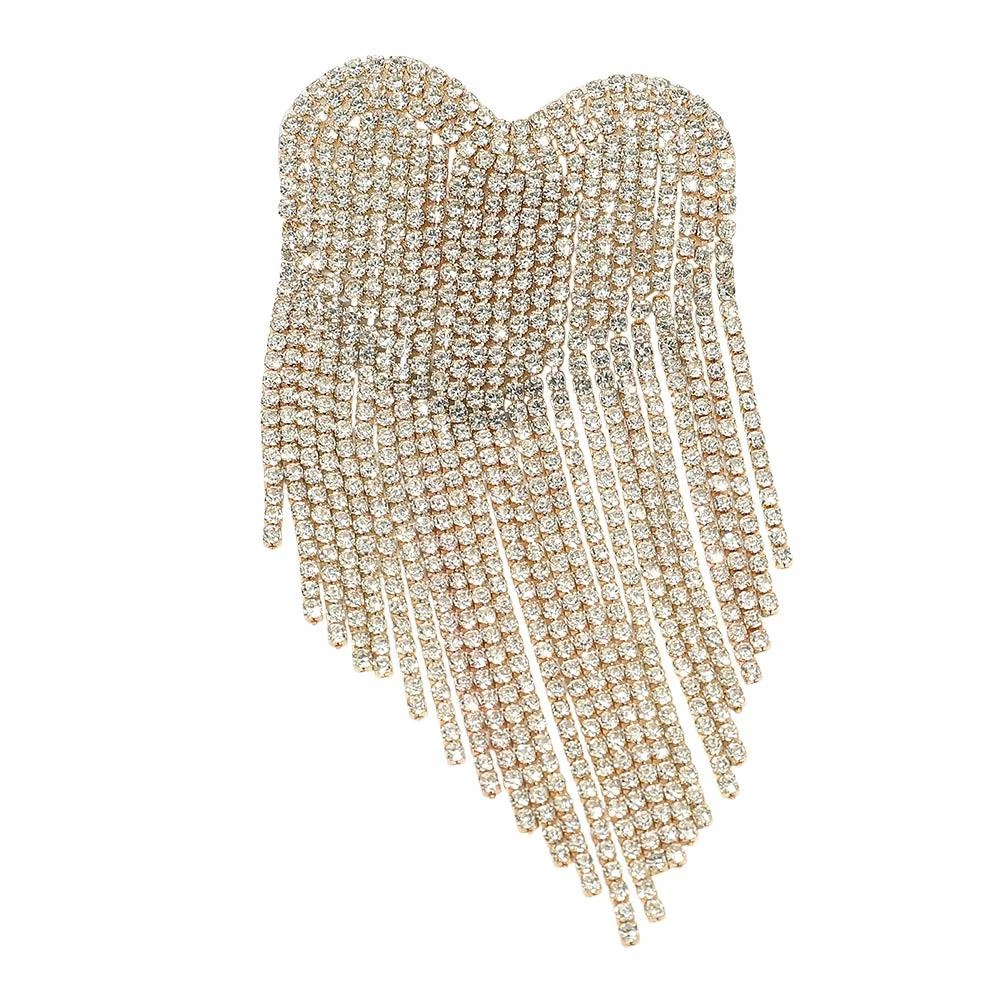 FASHNZFAB Rhinestone Heart Fringe Pin Brooch 2