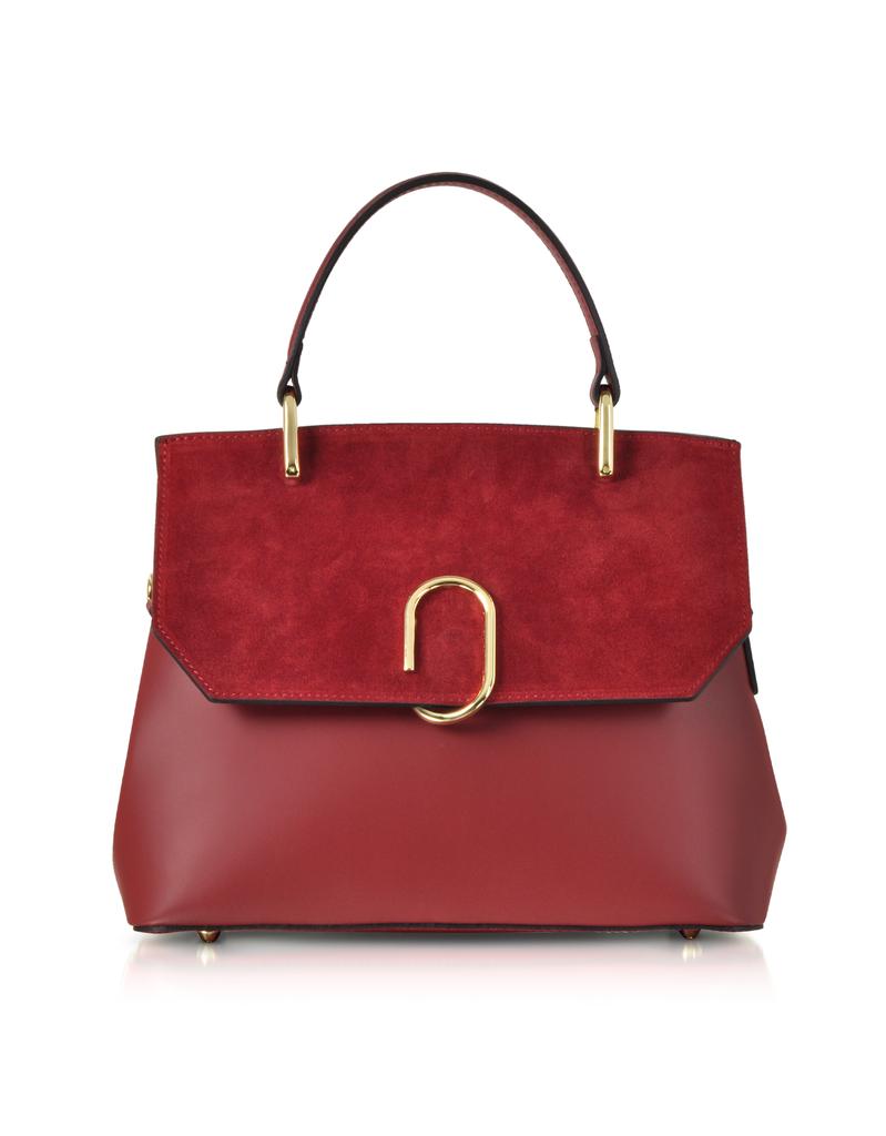 LePARMENTIER Paris Thais Suede and Leather Satchel Bag