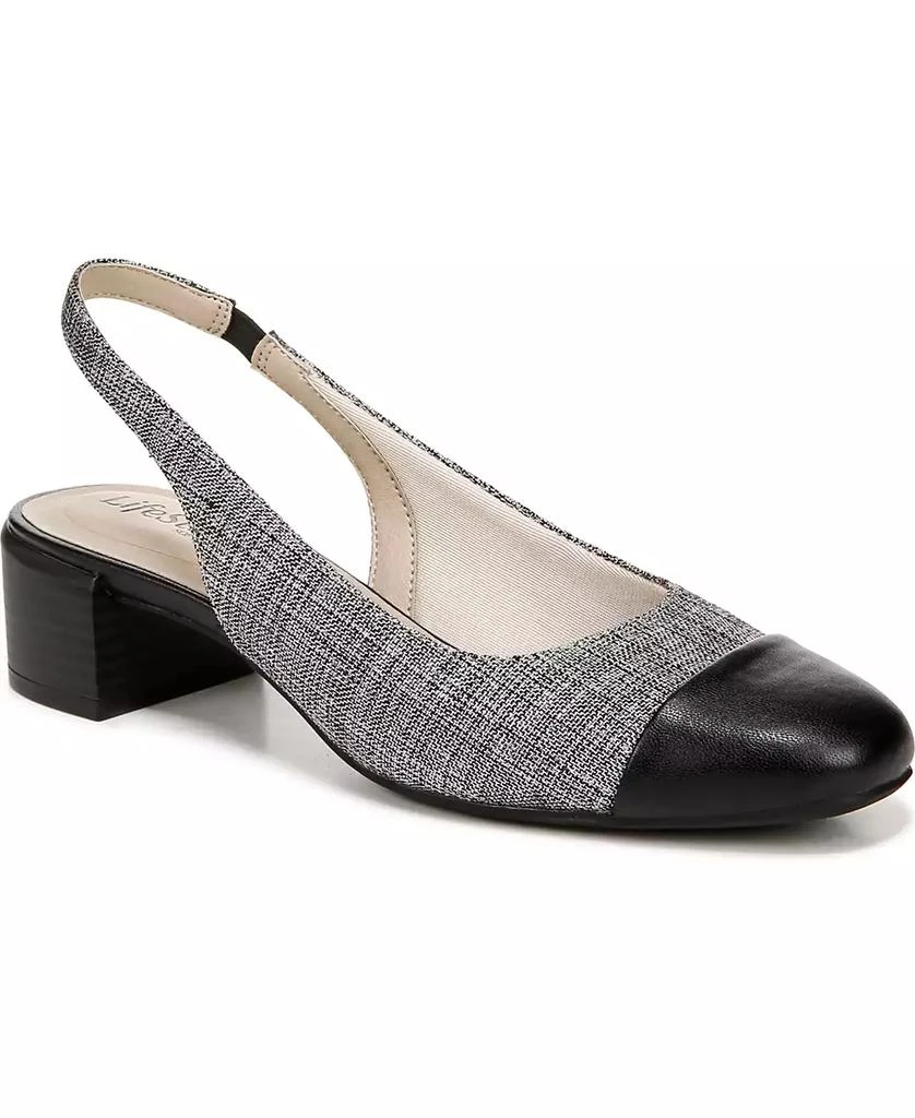 LifeStride Women's Becoming Round Cap Toe Block Heel Slingback Pumps 1