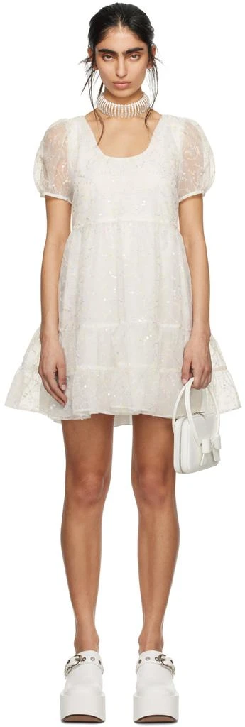 Anna Sui SSENSE Exclusive White Gathered Minidress 1