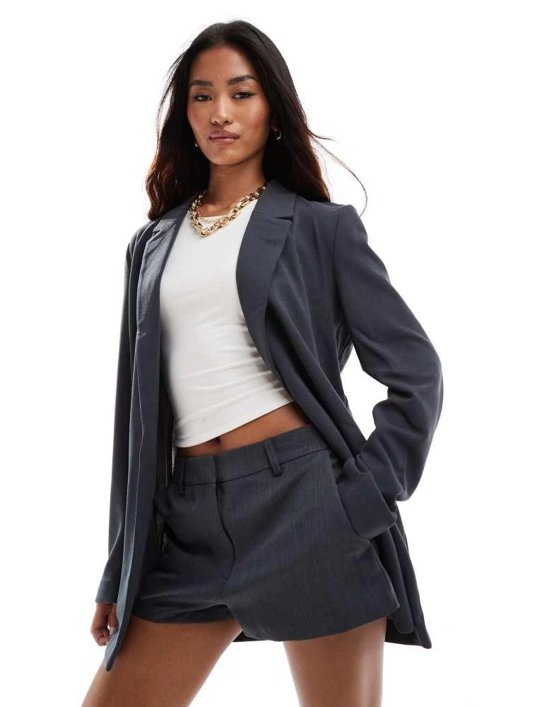VERO MODA Vero Moda throw on longline jersey blazer in grey 1