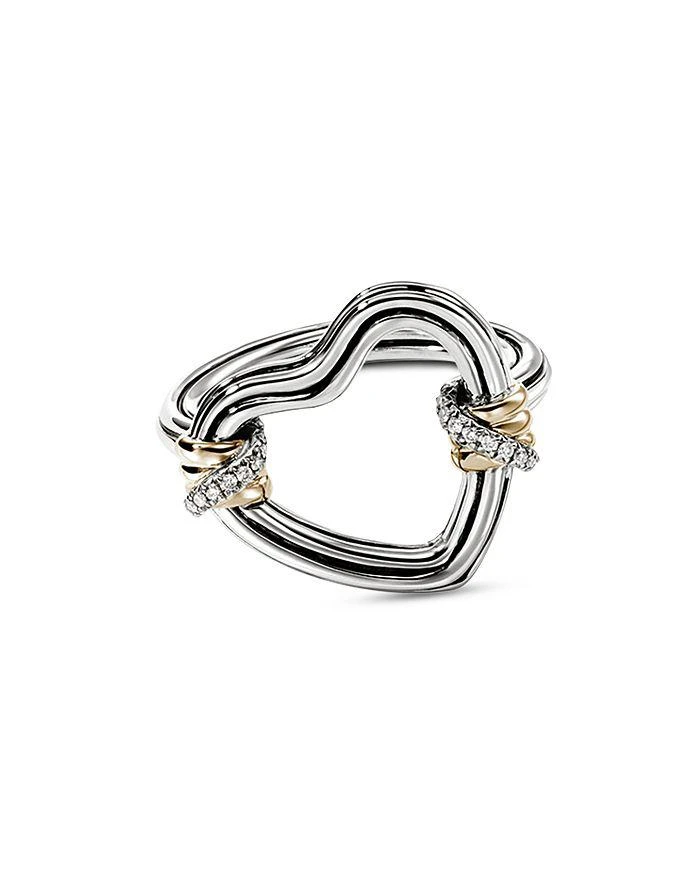 John Hardy Sterling Silver & 14K Yellow Gold Bamboo Diamond Heart Ring 2