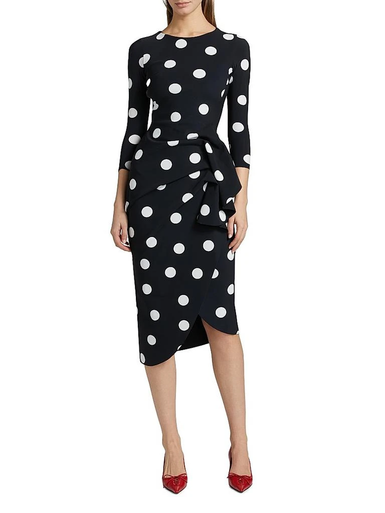 Chiara Boni Wang Polka Dot Draped Sheath Dress 3