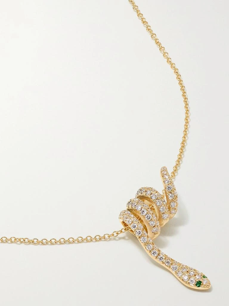 Ileana Makri Curled Snake 18k 黄金、钻石、沙弗莱石项链 1