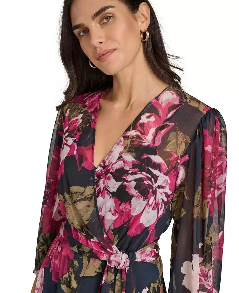 Calvin Klein Women's Printed Surplice-Neck A-Line Faux-Wrap Dress 4