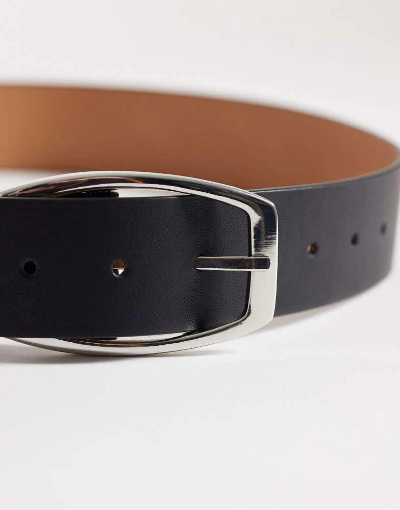 ASOS ASOS DESIGN waist and hip square half moon buckle belt in black 3