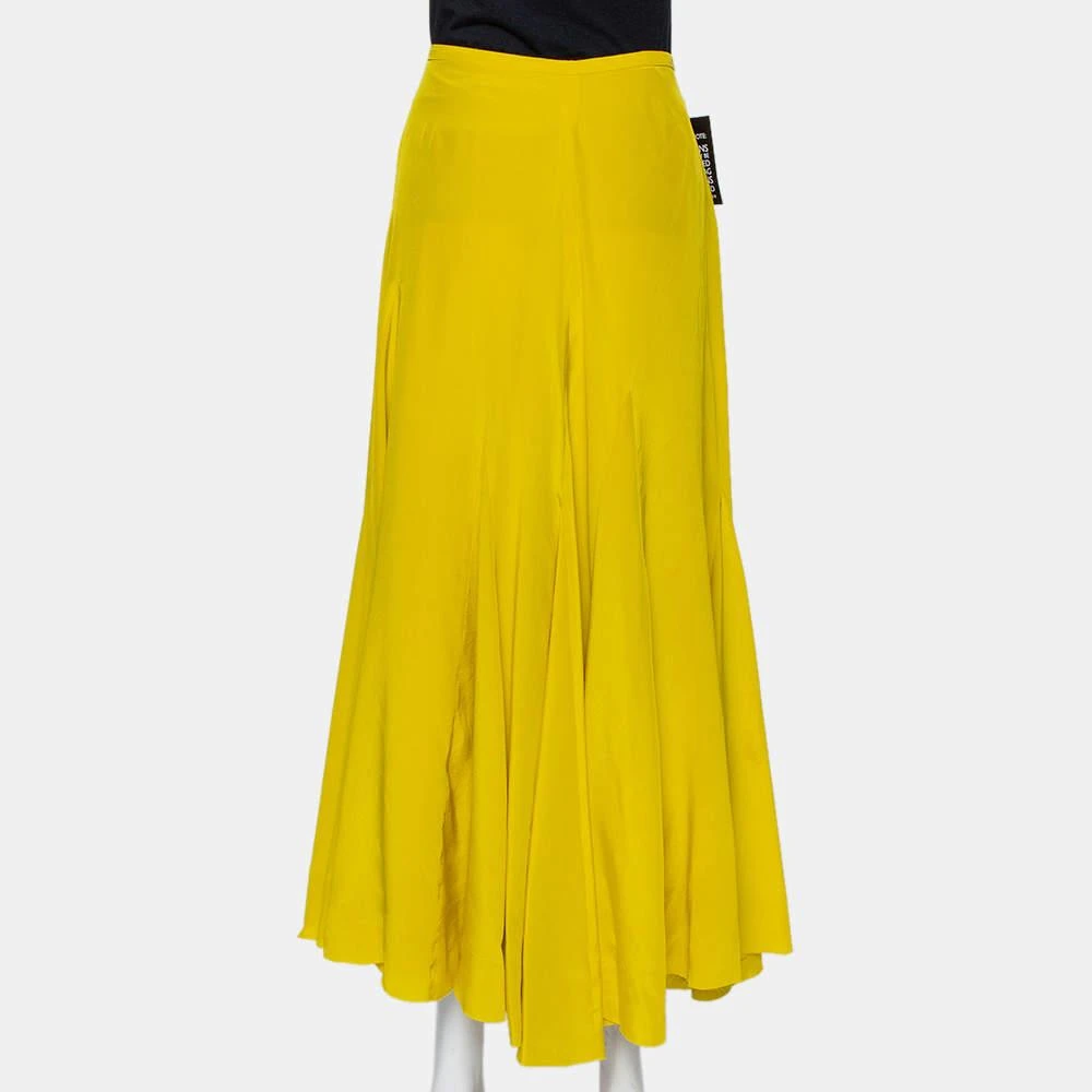 haider ackermann Haider Ackermann Mustard Yellow Silk Flared Maxi Skirt S 3