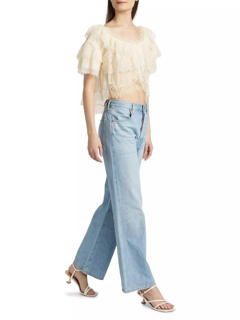 LOVESHACKFANCY Vienne Lace Chiffon Off-The-Shoulder Top 2