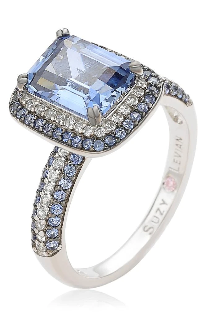 Suzy Levian Sterling Silver Blue Sapphire Halo Ring 3
