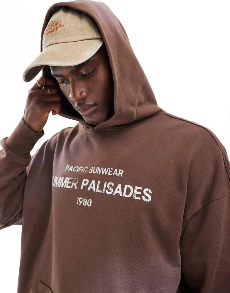 PacSun Pacsun palisades slogan hoodie in brown 1