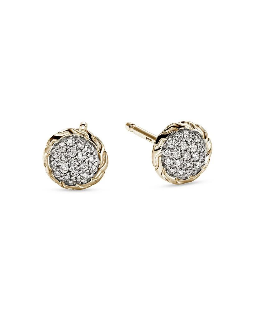 John Hardy JH Essentials 14K Yellow Gold Diamond Pavé Stud Earrings 1