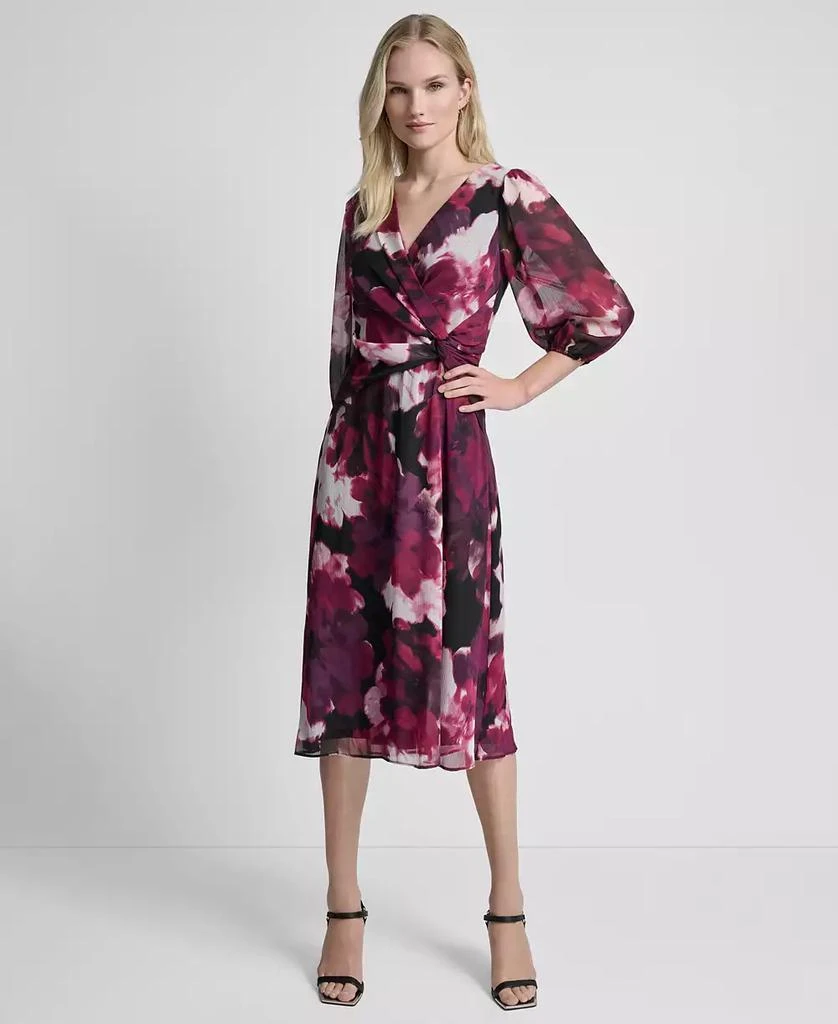 Women's 3/4 Sleeve V-Neck Fit Flare Dress – On Sale Now with Up