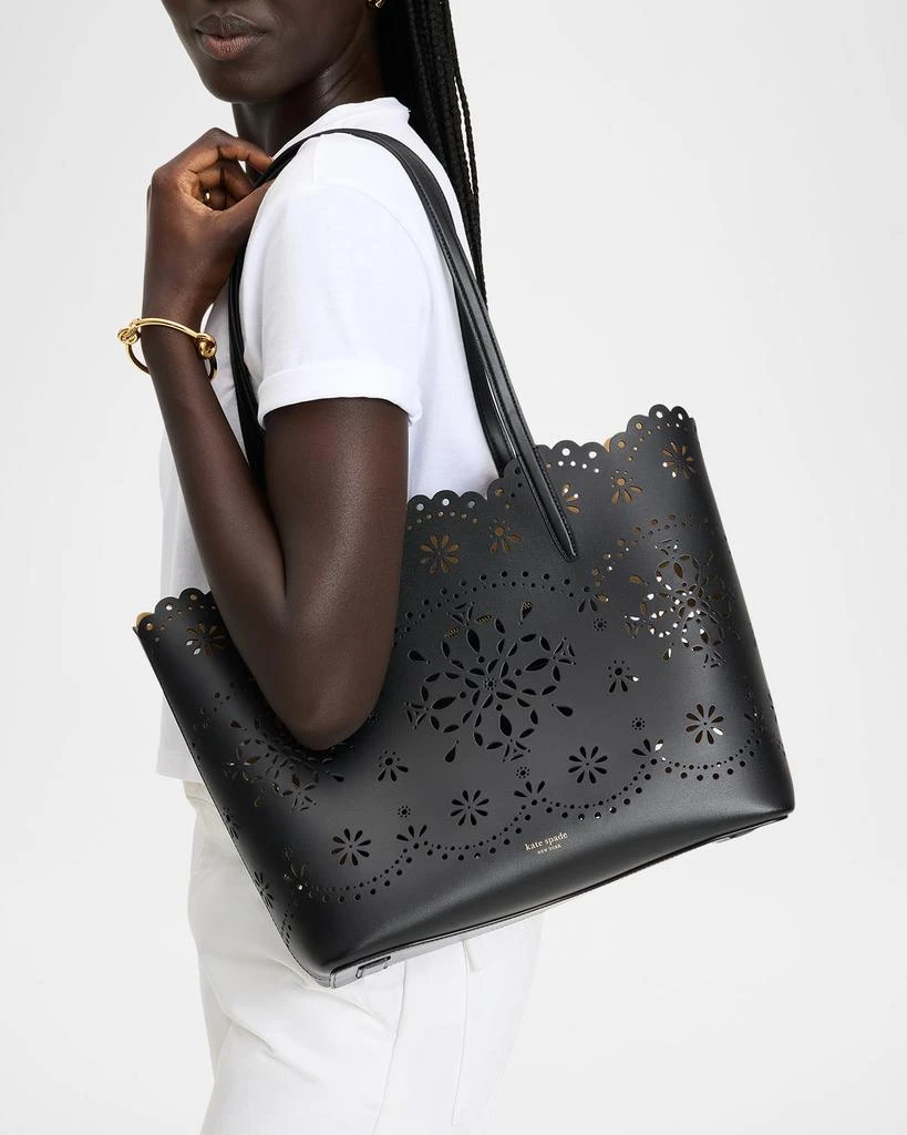 Kate Spade do it all spade flower perforated leather tote bag 2
