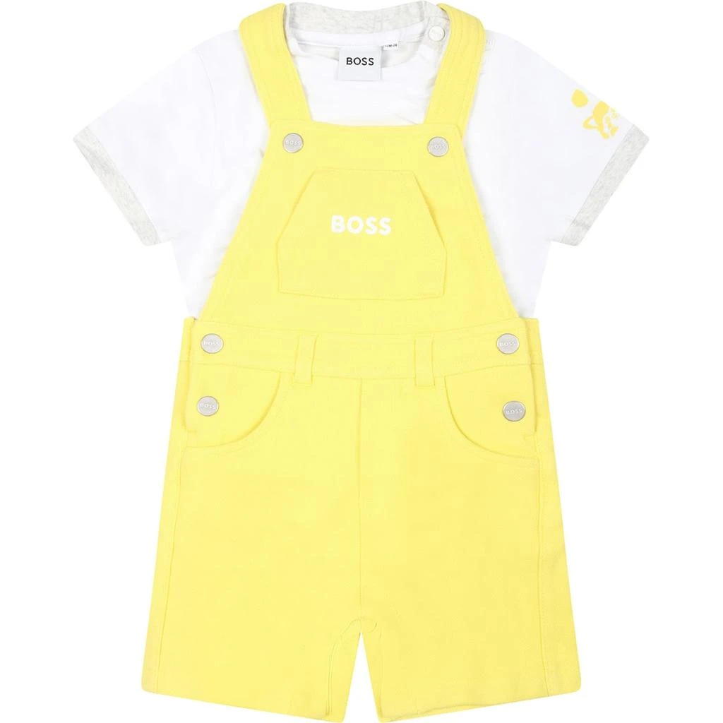 Hugo Boss Yellow Suit For Baby Boy With Logo 1