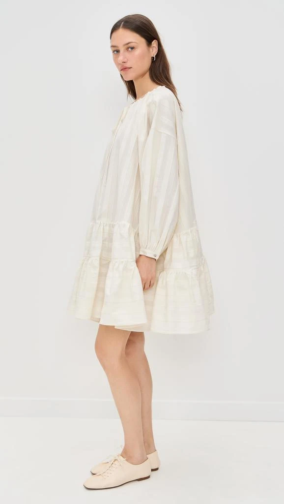 Marques Almeida Beige Textured Loose Fit Tier Gathered Dress 3