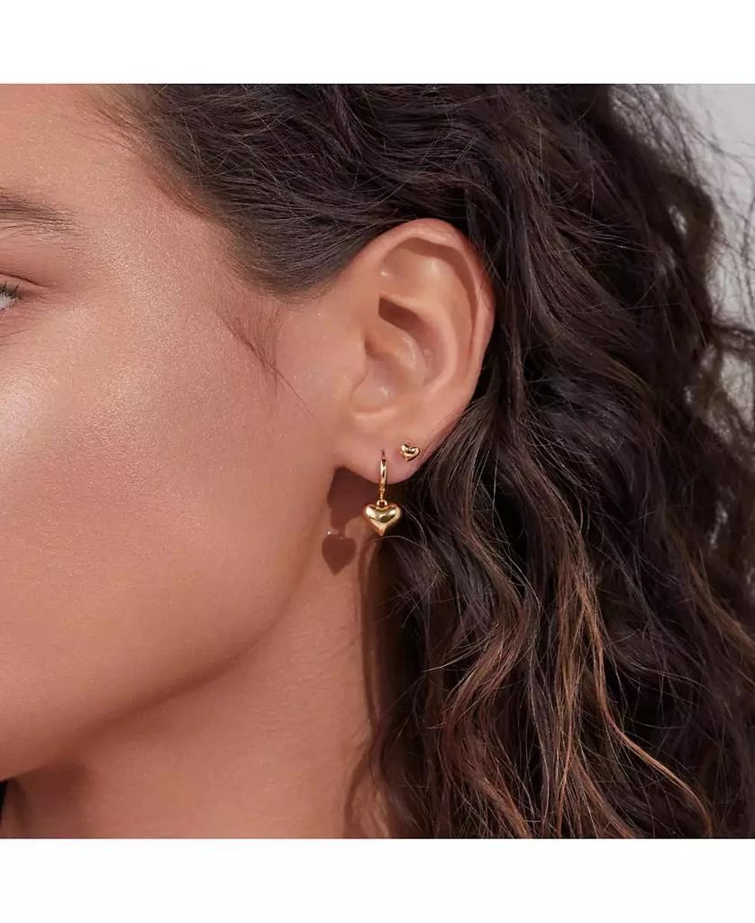 Bearfruit Jewelry 14k Gold Plated Mini Puffed Heart Stud Earrings Minimalist Love 3