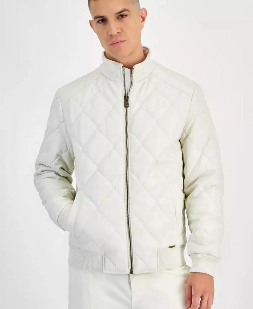 GUESS Men's Quilted Full-Zip Faux-Leather Jacket 4