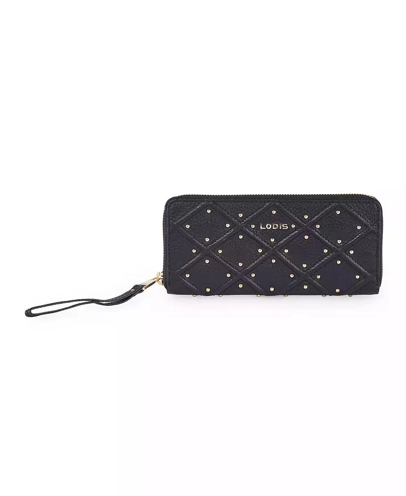 LODIS Women's Aria Accordian Zip Around Wallet with Studs 1