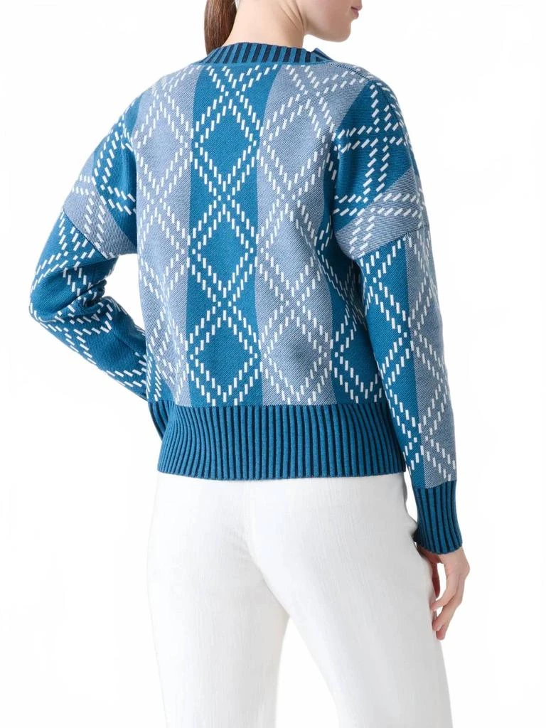 Akris Merino Diamond Jacquard Knit Sweater Set In Med Blue Multi 2