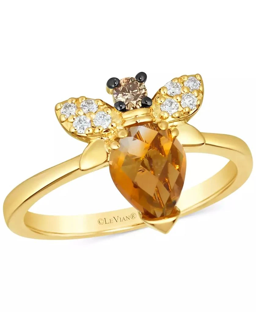 Le Vian Chocolatier® Cinnamon Citrine (7/8 ct. t.w.) 
Diamond (1/8 ct. t.w.) Bee Ring in 14k Gold 1