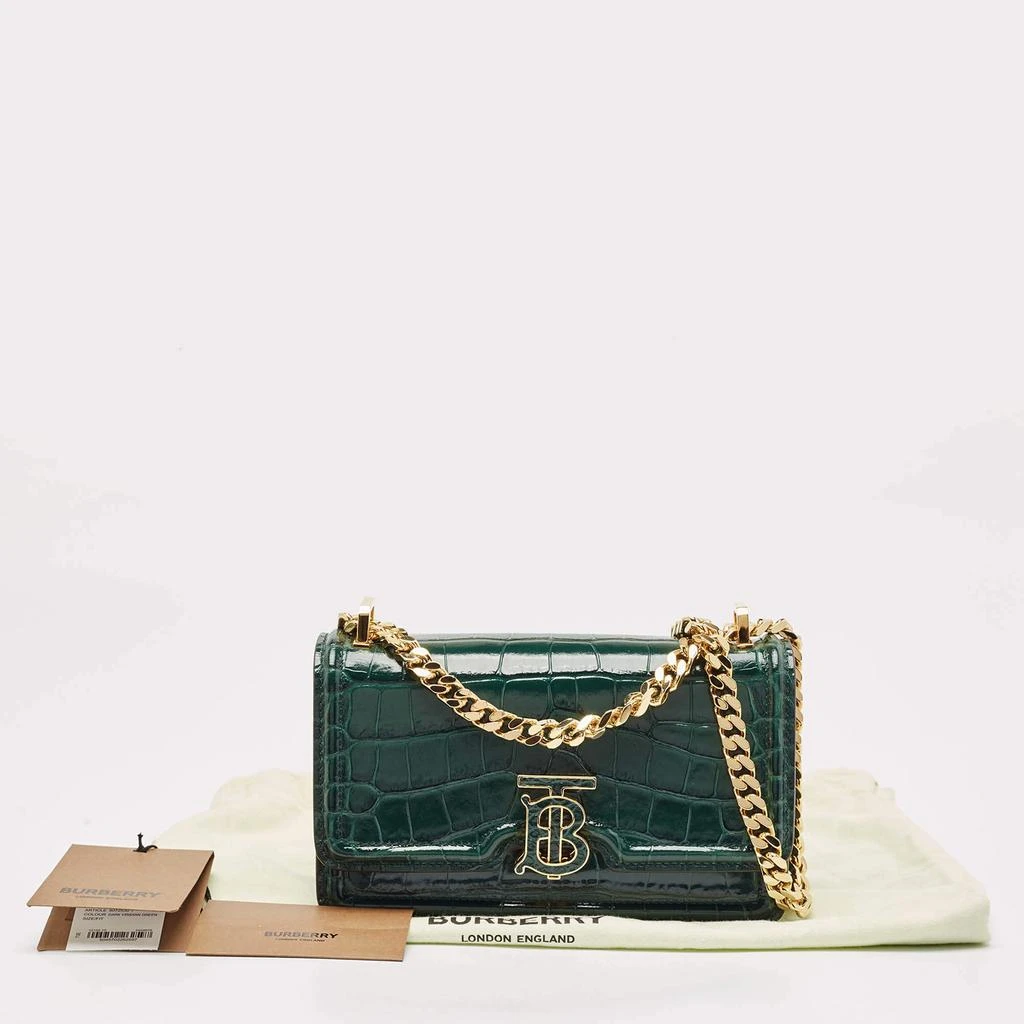 Burberry Burberry Green Croc Embossed Patent Leather TB Elongated Chain Bag 9