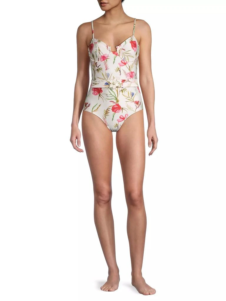 PatBO Viera Floral Tie-Waist One-Piece Swimsuit 2
