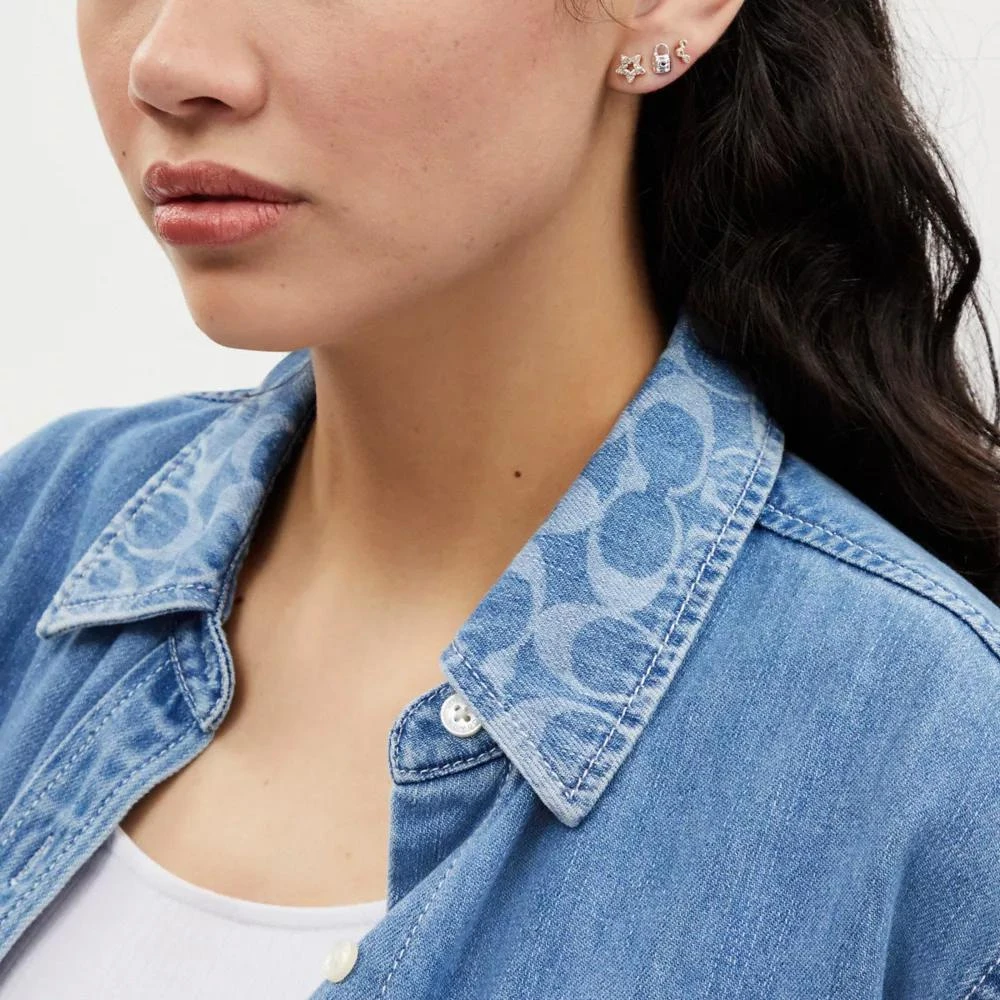 Coach Lock And Key Mismatch Earrings Set 2