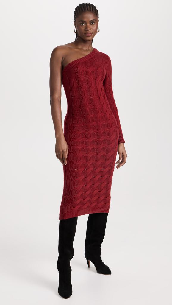 Naadam Wool Cashmere Statement Cable Asymmetrical Dress