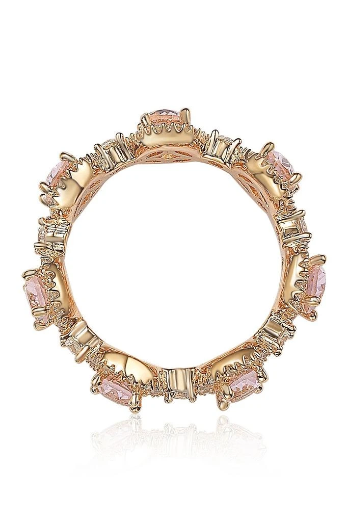 Suzy Levian Rose-Tone Sterling Silver Prong Set CZ 
Pave Halo Station Eternity Band Ring 5