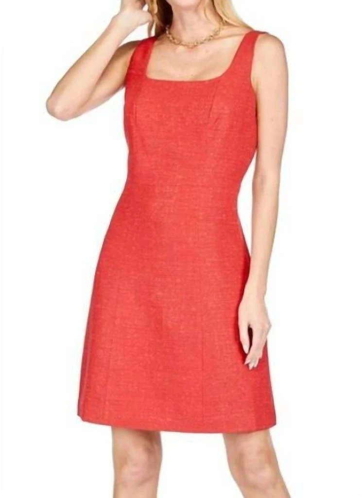 Shop Princess Polly linen look square neck open tie side mini dress in red  on Sale at BeyondStyle  Get 10% Off Princess Polly linen look square neck  open tie side mini