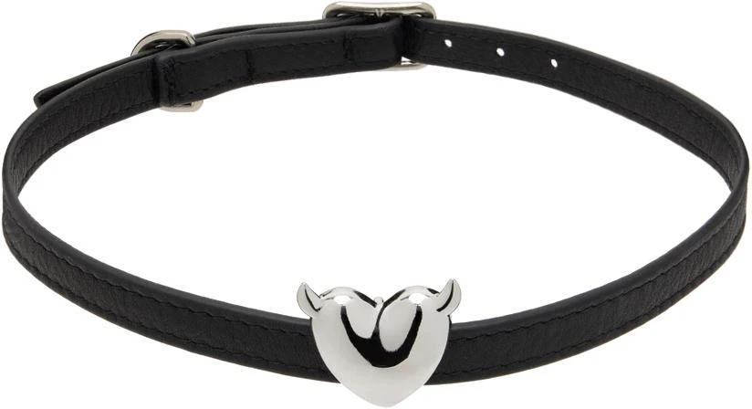 Justine Clenquet Black Devil Leather Choker 1