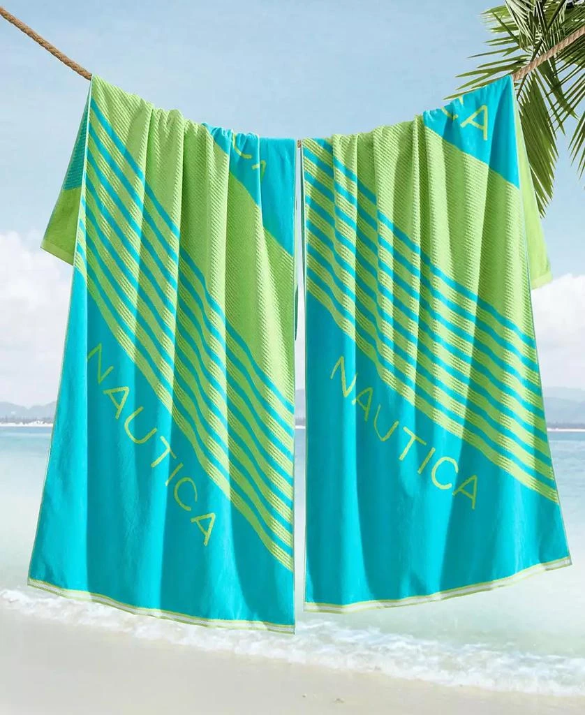 Nautica Tilted Logo Jacquard Beach Towel Set, 68" X 36" 2