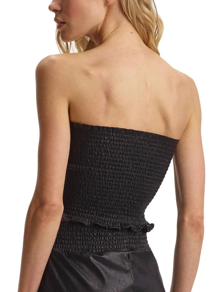 Commando Faux Leather Smocked Tube Top In Black 2