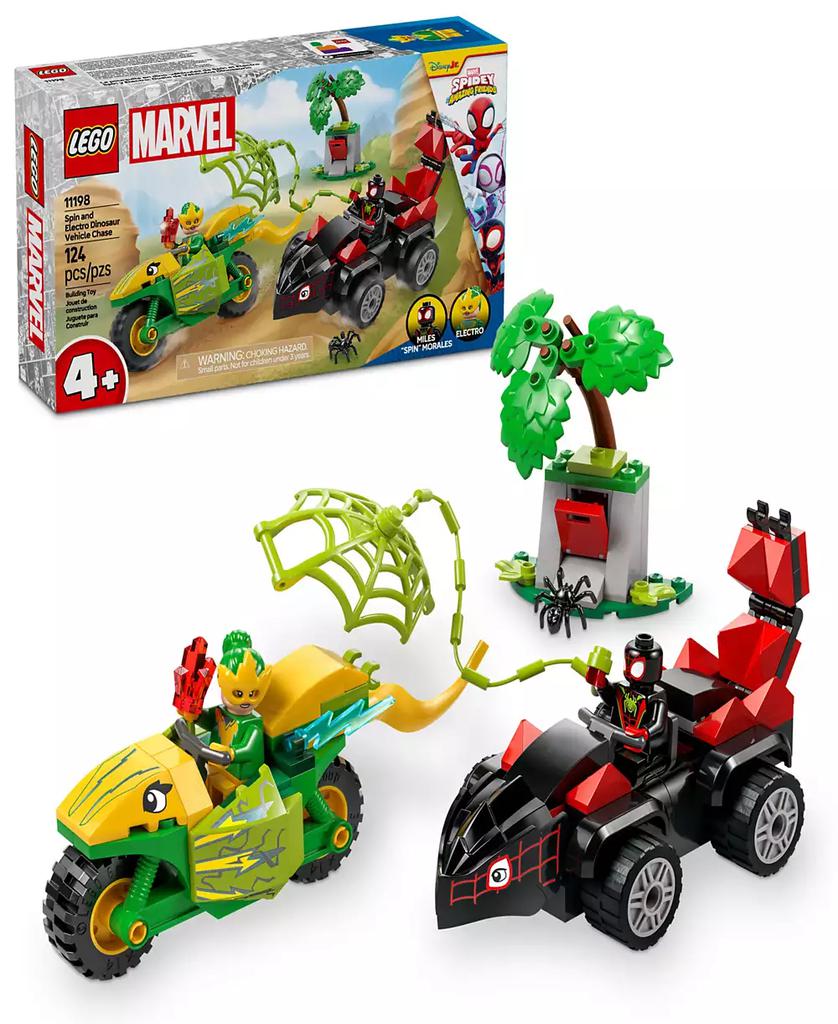 LEGO Marvel Spidey And His Amazing Friends Spin and Electro Dinosaur Vehicle Chase Building Toy 11198, 124 Pieces