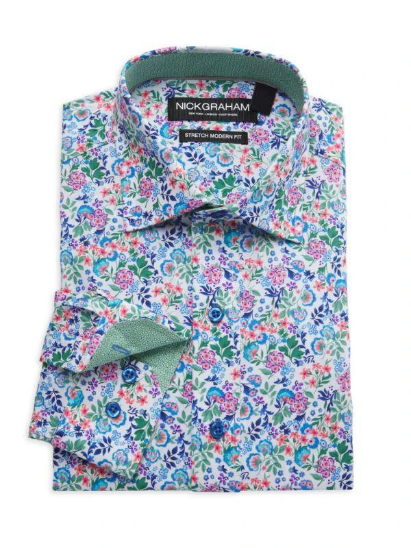 Nick Graham Botanical Floral Modern-Fit Dress Shirt 1