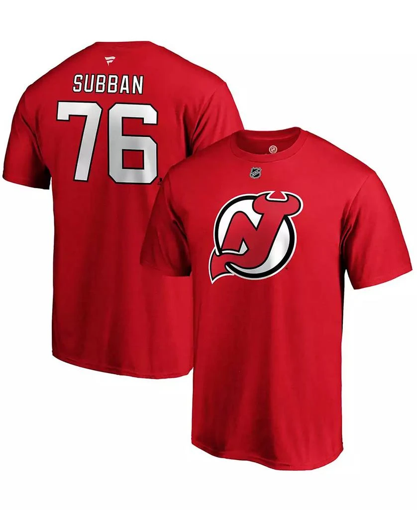 Fanatics Men's P.K. Subban Red New Jersey Devils Authentic Stack Name and Number T-shirt 1