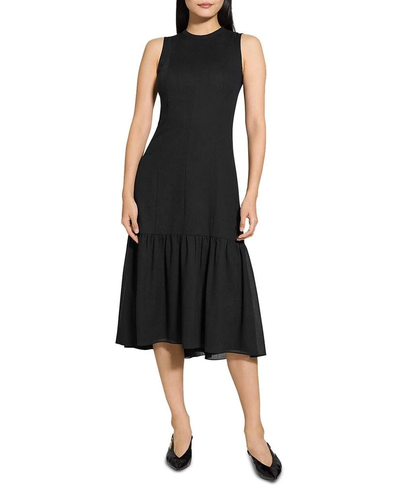 Theory Tie Neck Tiered Midi Dress 1