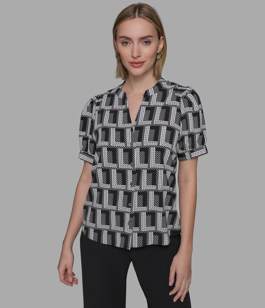 Karl Lagerfeld Paris SHORT SLEEVE DOUBLE L CAMP SHIRT