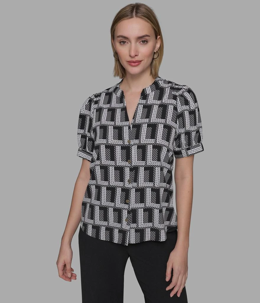 Karl Lagerfeld Paris SHORT SLEEVE DOUBLE L CAMP SHIRT 1