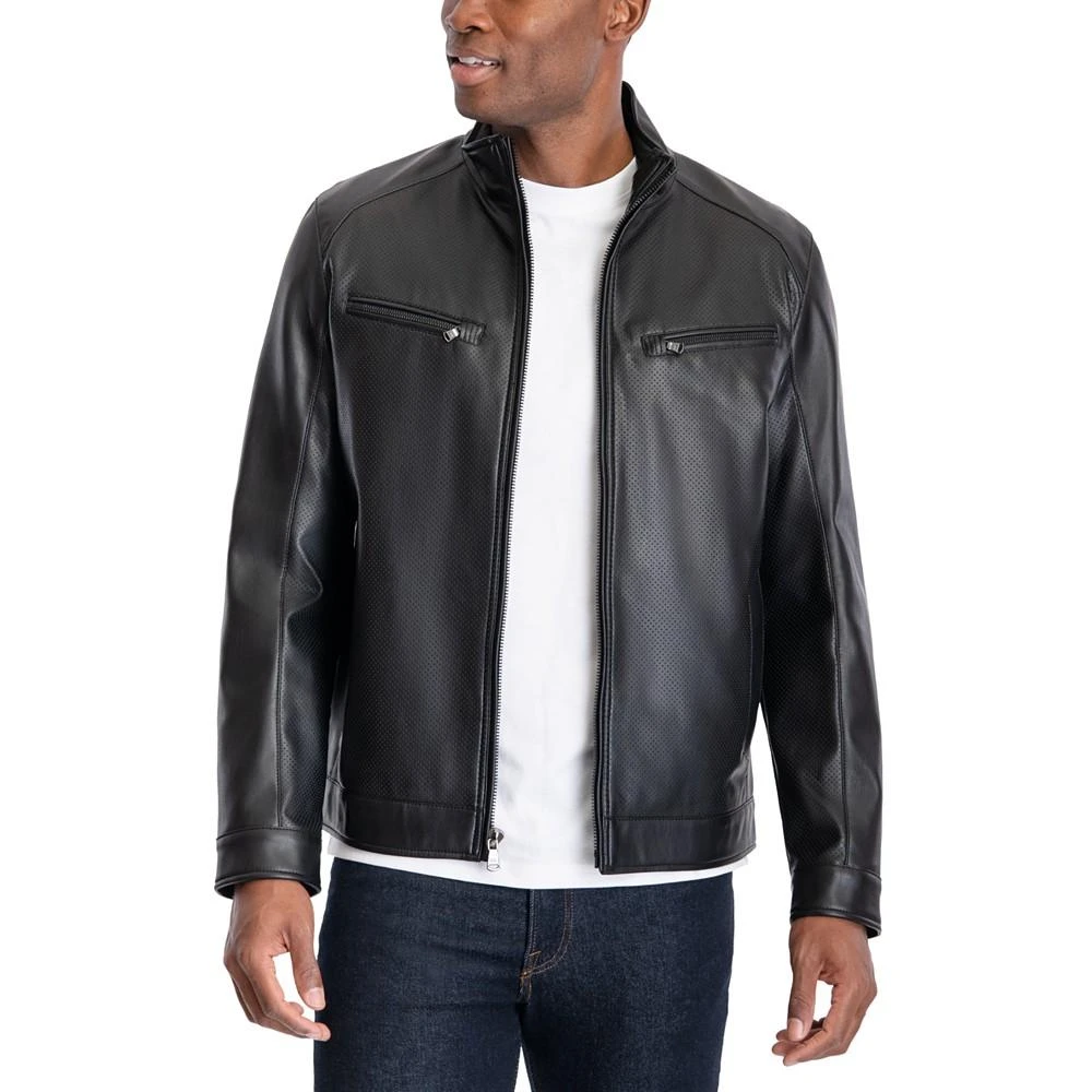 Michael Kors Men's Perforated Faux Leather Moto Jacket, Created for Macy's 2