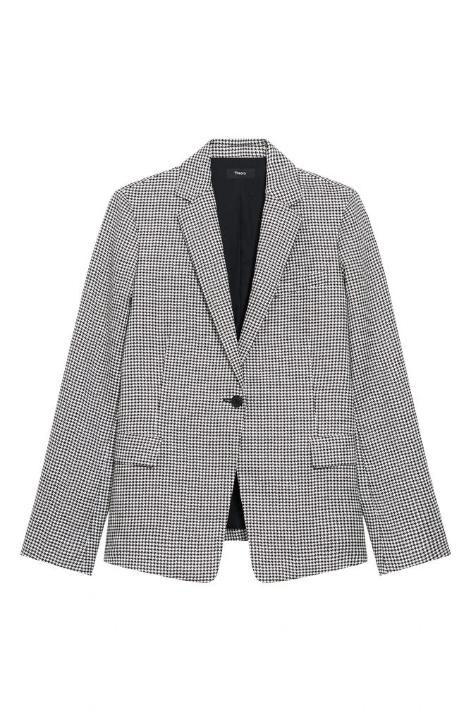Theory B.Mel Houndstooth Check Slim Fit Linen Blend Blazer 3