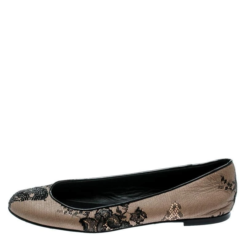 Giuseppe Zanotti Giuseppe Zanotti Black Mesh and Crystal Embellished Ballet Flats Size 38 2