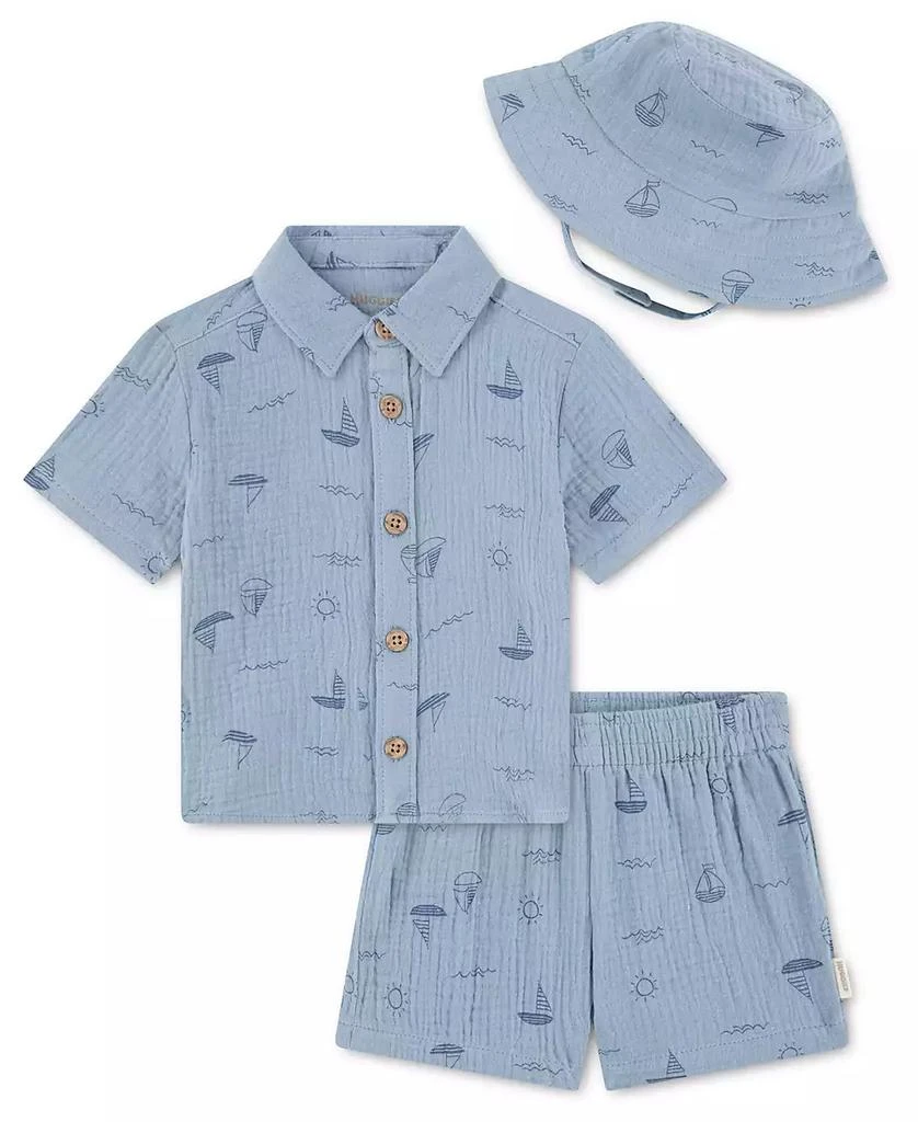 Huggies Baby Boys
 Collared Neck Shirt, Shorts and Hat, 3-Piece Set