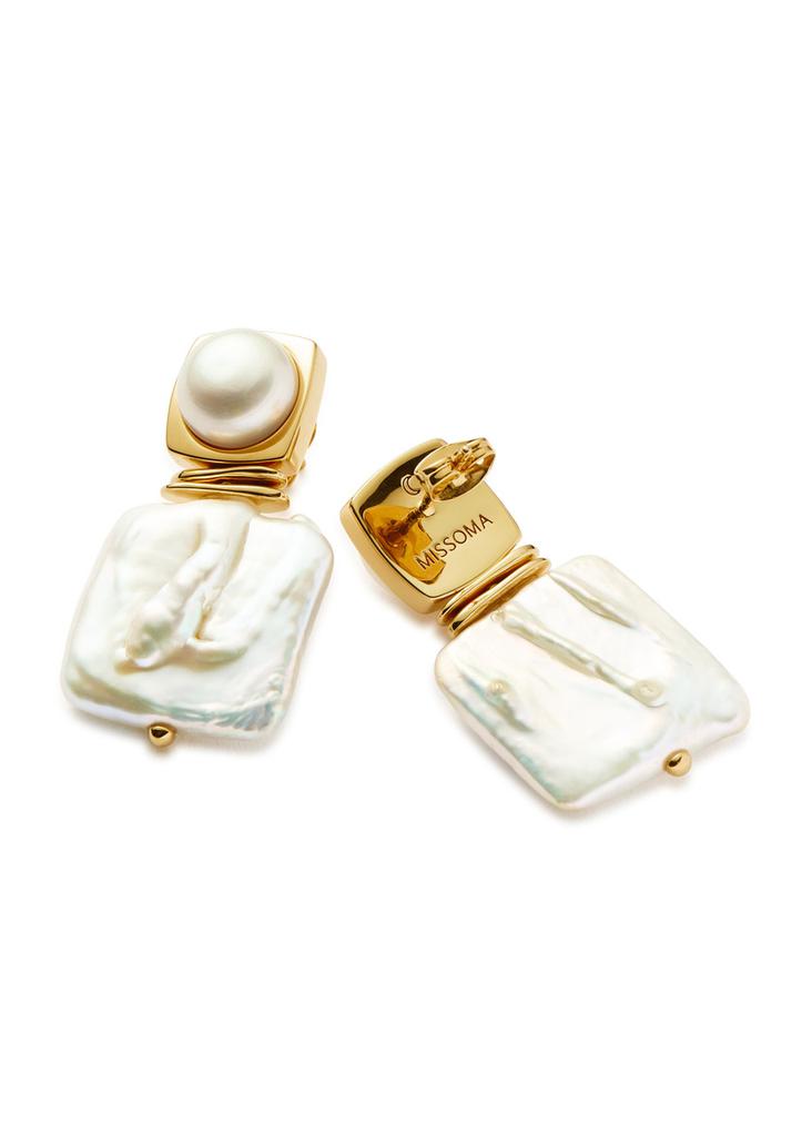Missoma Square Pearl Statement stud earrings