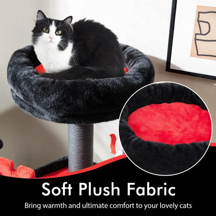 Hivvago Gothic Cat Tree 49 Inch Tall Cat Tower 6-Tier Cat Activity Center With Coffin Bed 5