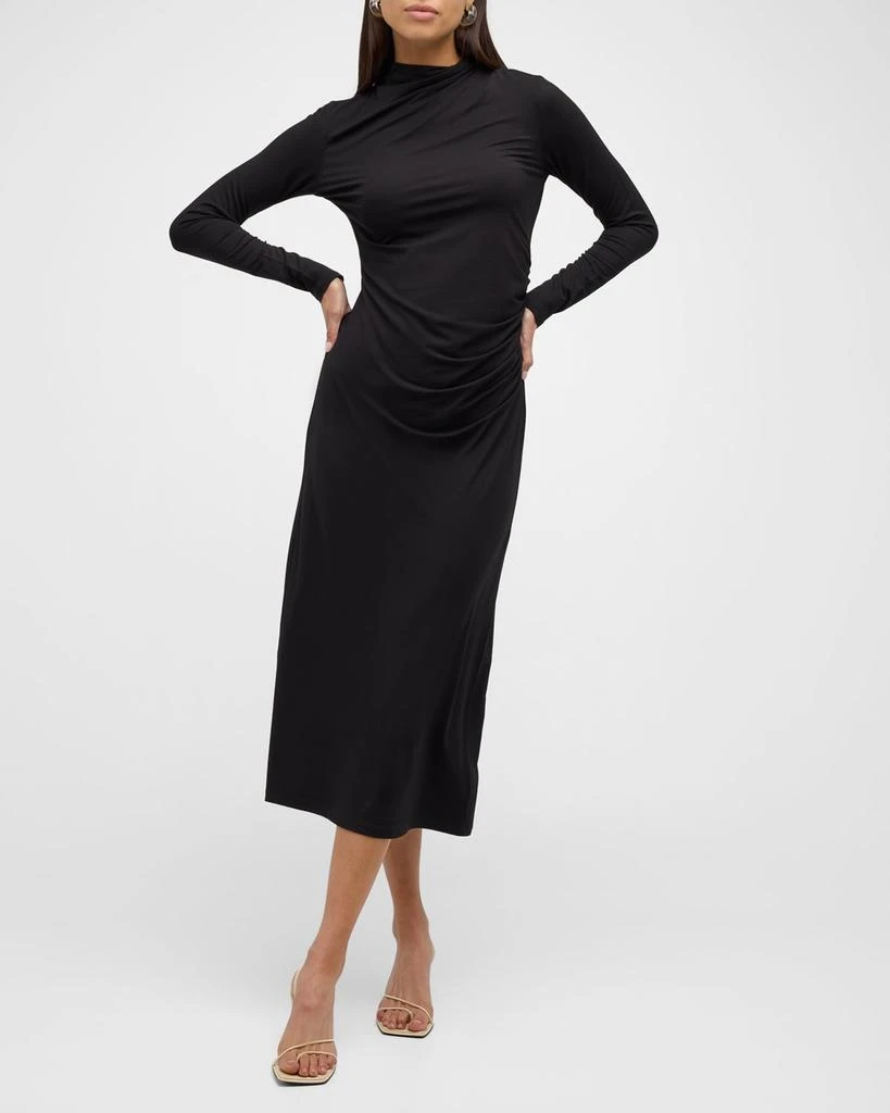 Vince Long-Sleeve Ruched TurtleNeck Midi Dress 6