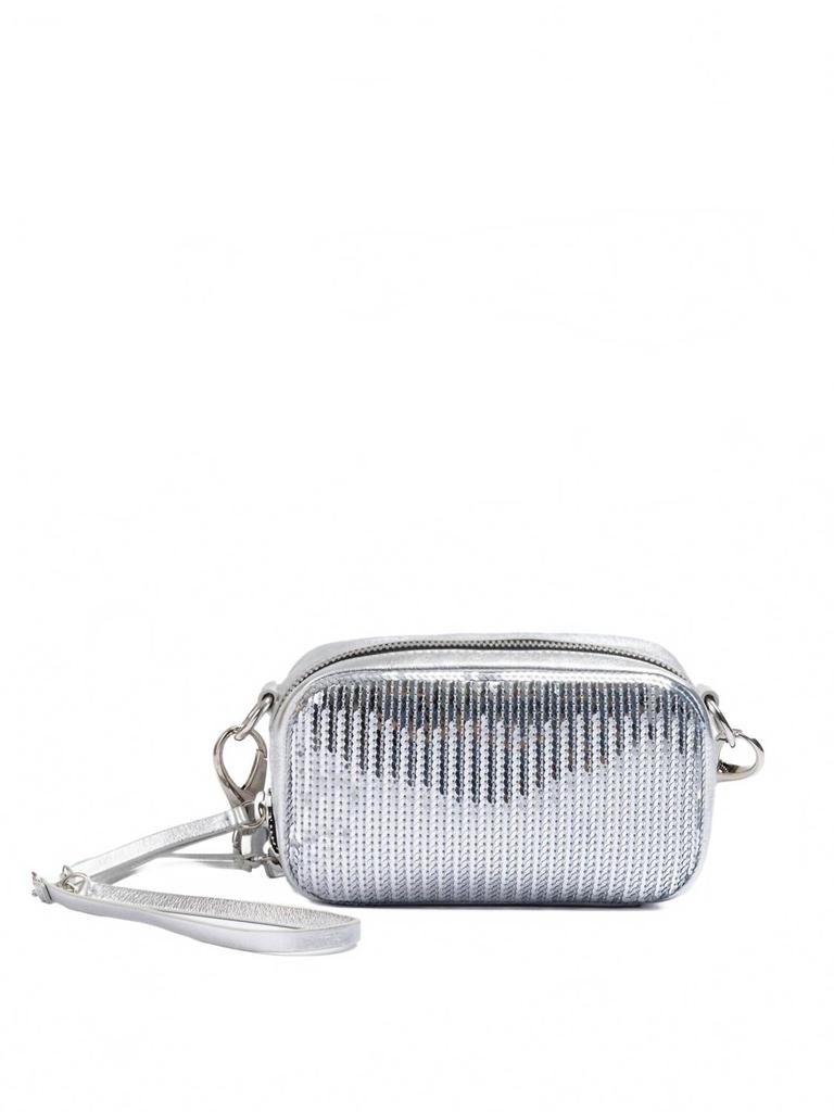 DSQUARED2 Women's Paillettes And Leather Clutch Bag In Silver