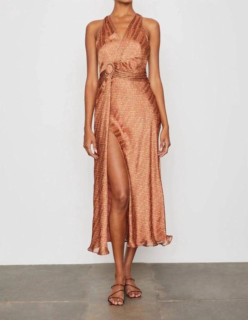 asymmetrical draped maxi dress Elizabeth Camel Asymmetrical Draped Maxi Dress, L / Brown