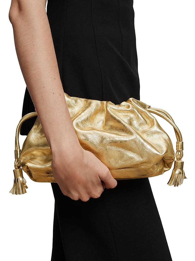 VERONICA BEARD Small Metallic Leather Pouchette