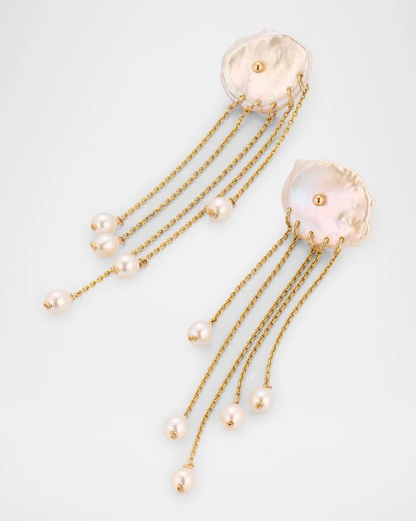 POPPY FINCH 14K Yellow Gold Petal Pearl Dangle Earrings 3